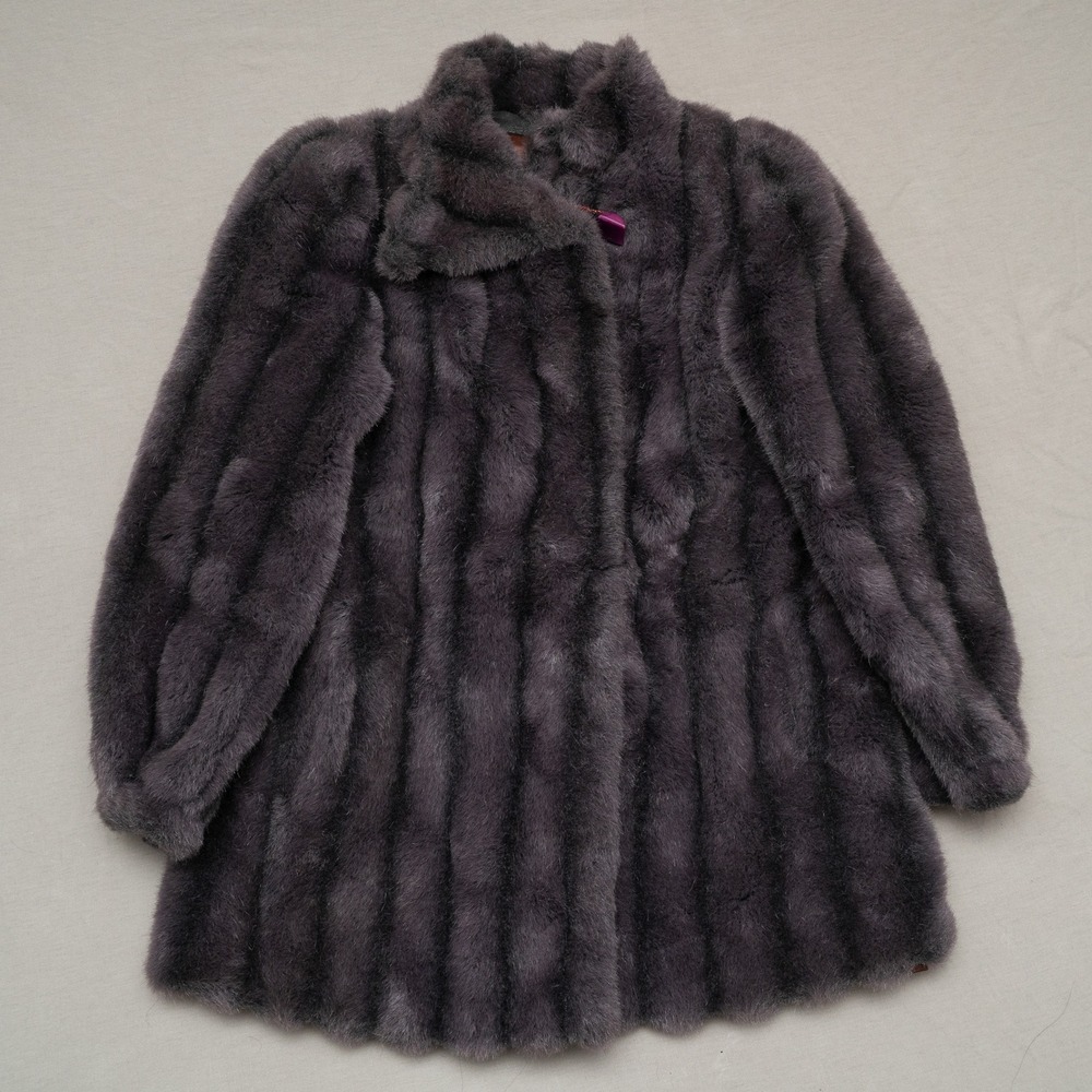 Vintage 50s 60s Sasson Mimique Purple Hue Fur Womens Coat Luxury Size 12 Small